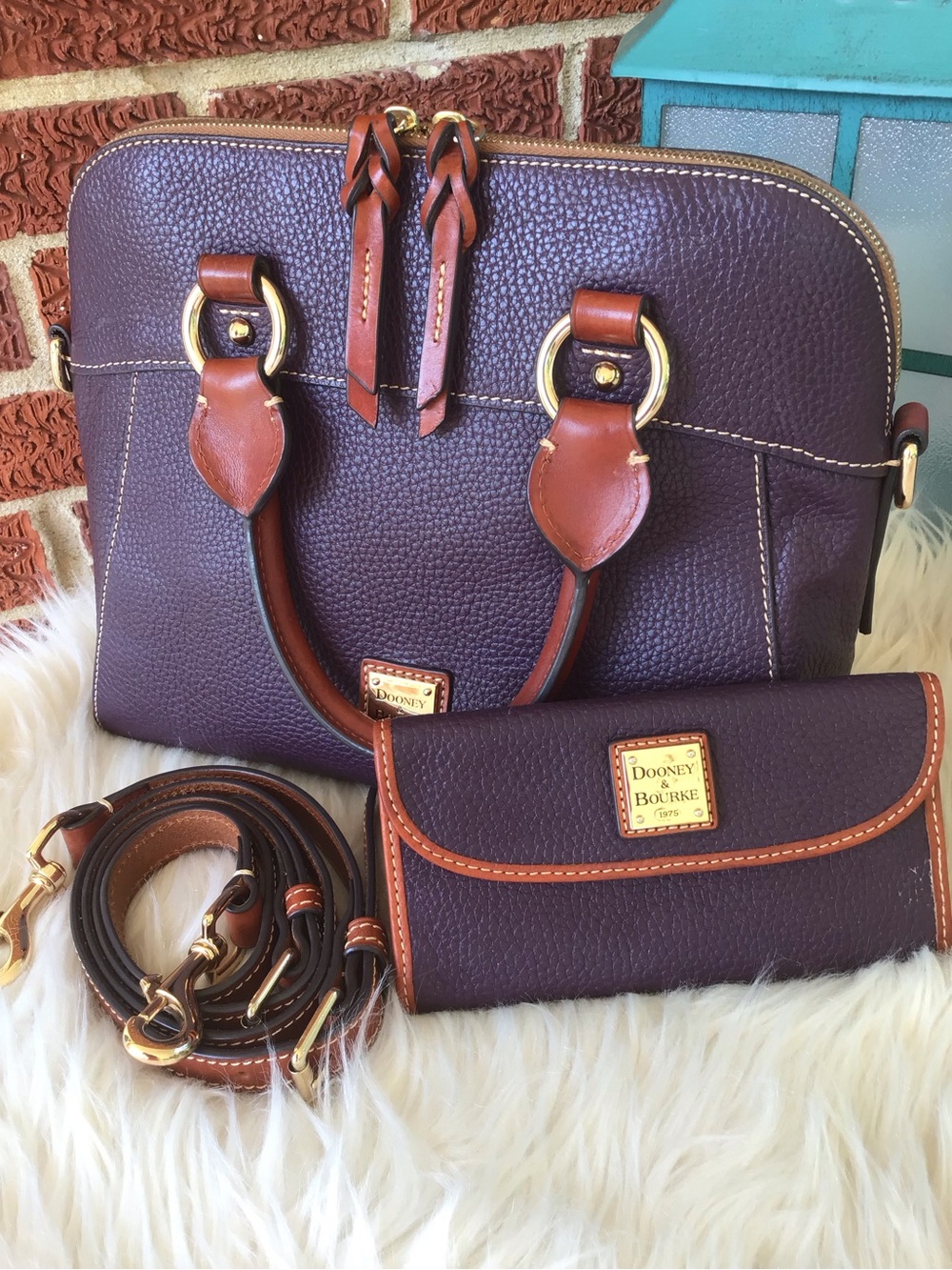 Dooney SET Cameron Satchel & Wallet Plum Wine - Picture 11 of 16